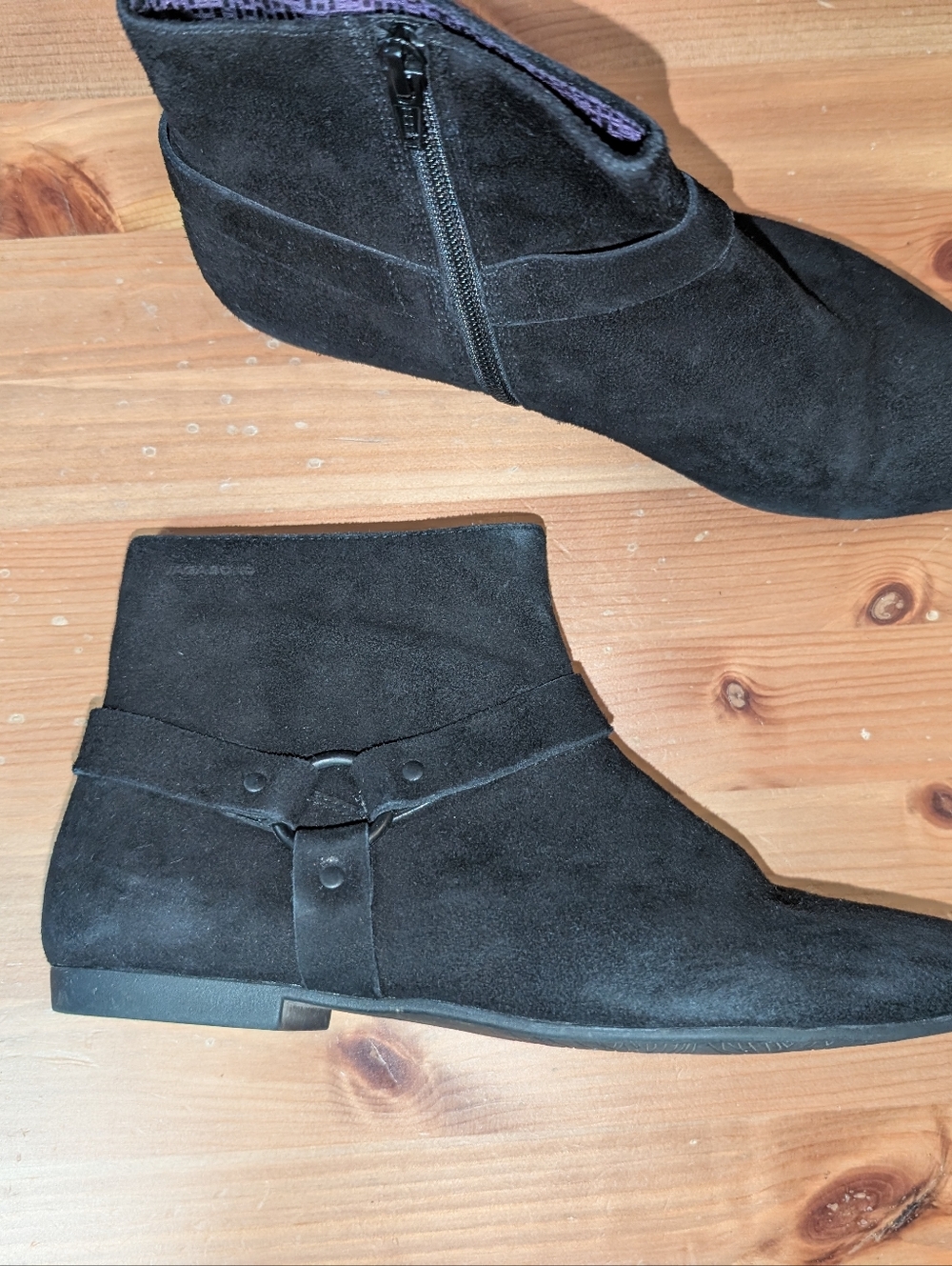 Vagabond Black Suede Ankle Boots with Straps